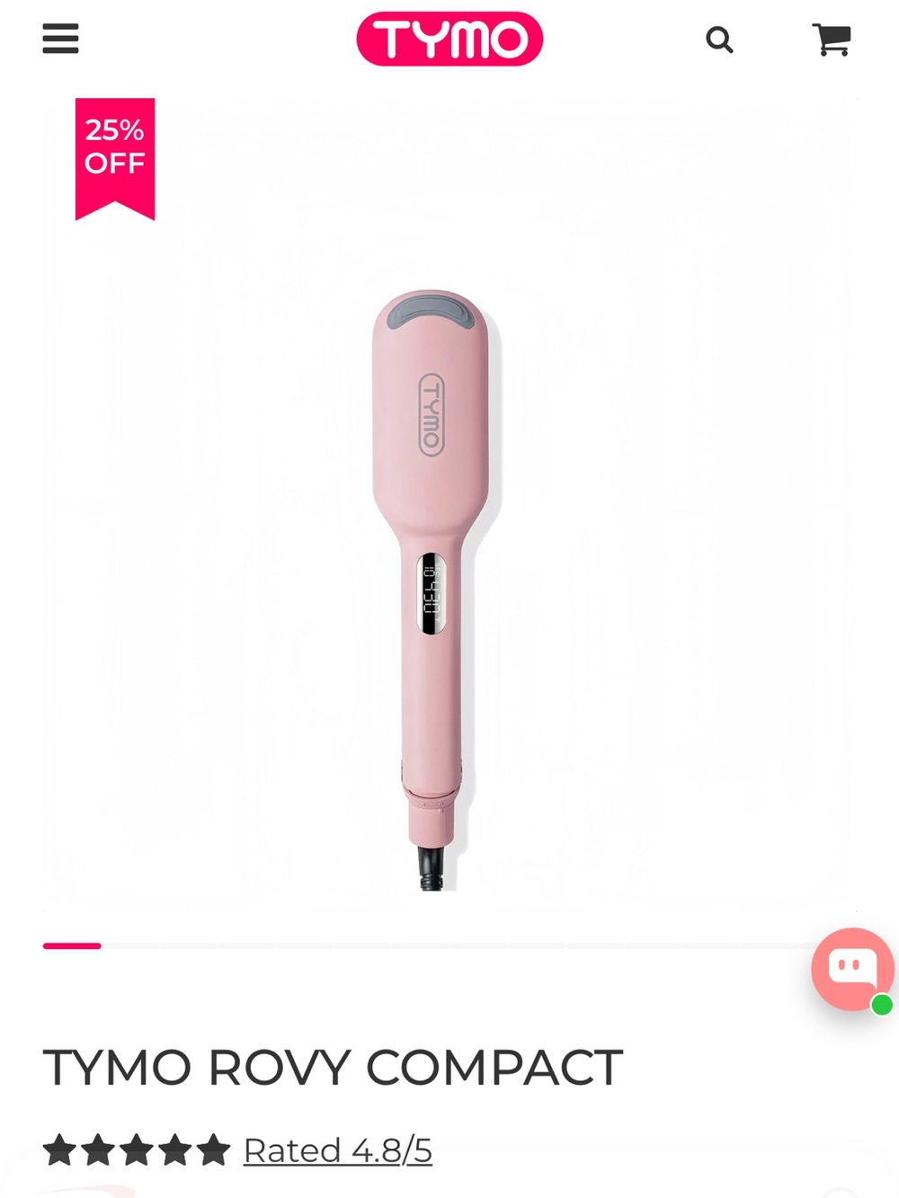 TYMO Rovy Compact Portable Hair Straightener - Pink